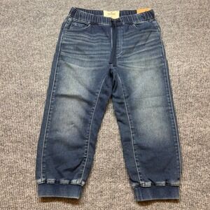 Hollister Womens XS Blue Denim Jogger Jeans Elastic Waist Drawstring Cropped